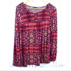 Boho Peasant Blouse l PINK BOHO PAISLEY BABY DOLL TOP l 0807